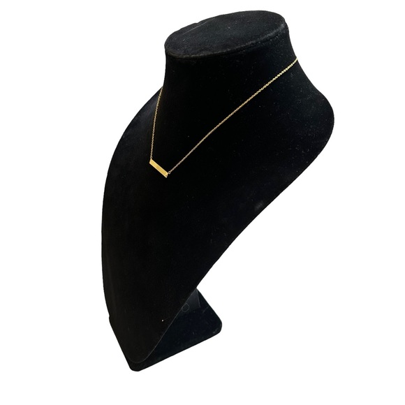 Simple Rectangle Cubic Zirconia Solid 925 Sterling Silver Necklace Gold - Picture 8 of 9